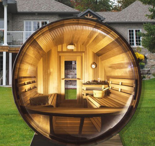 7'x7' (214x214cm) Panoramic Sauna - Clear Cedar