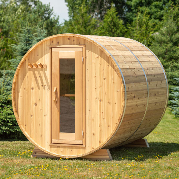 7'x7' (214x214cm) Panoramic Sauna - Knotty Cedar
