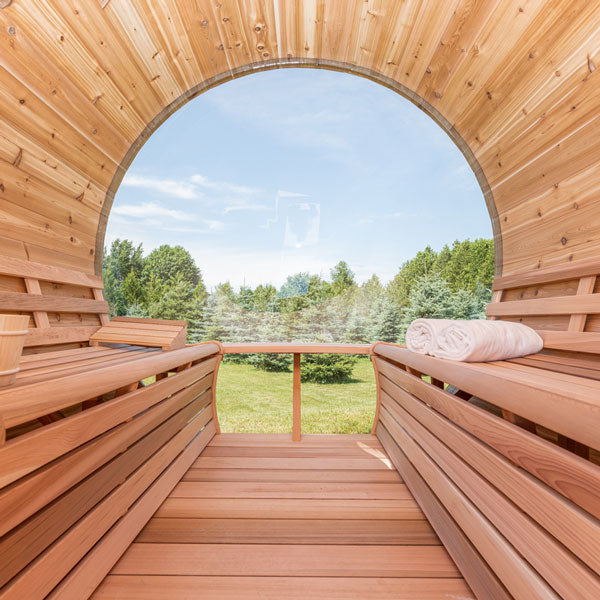 7'x7' (214x214cm) Panoramic Sauna - Knotty Cedar