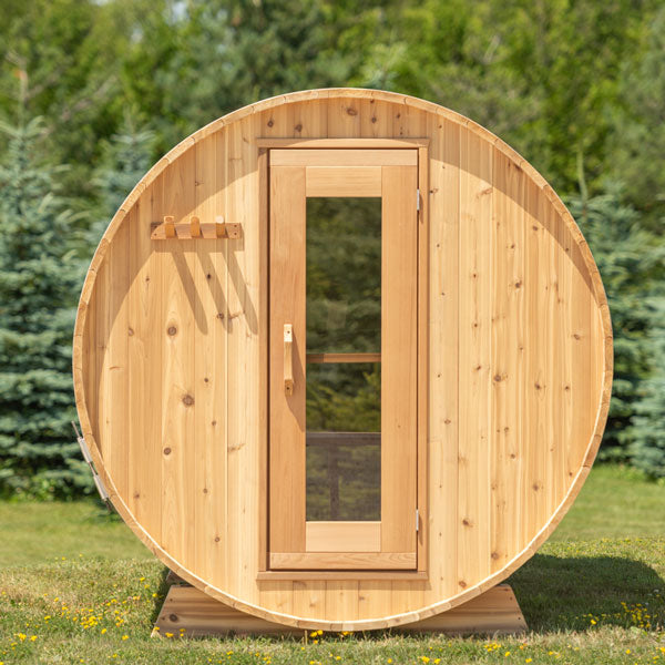 7'x7' (214x214cm) Panoramic Sauna - Knotty Cedar