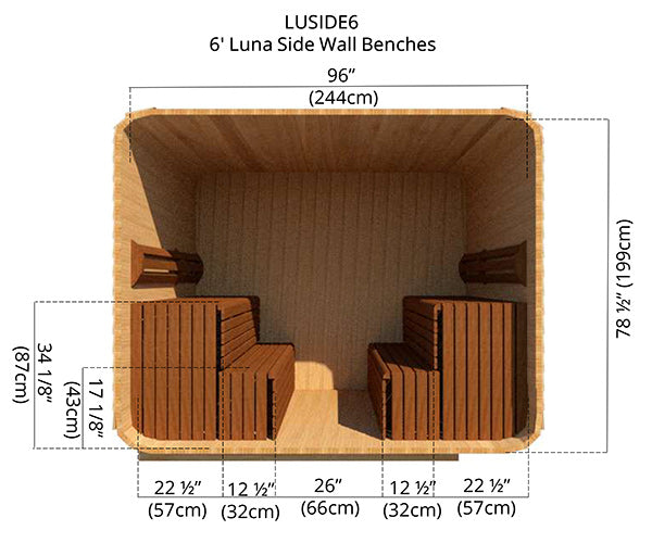 8'x6' (244x182cm) Luna Sauna - Clear Cedar