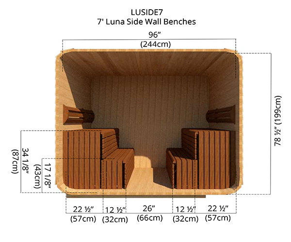 8'x7' (244x214cm) Luna Sauna - Clear Cedar