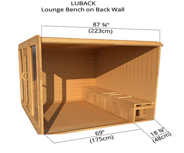 8'x7' (244x214cm) Luna Sauna - Clear Cedar