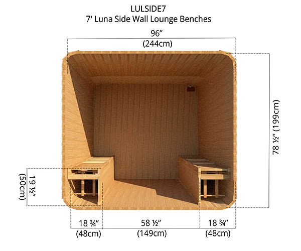 8'x7' (244x214cm) Luna Sauna - Clear Cedar