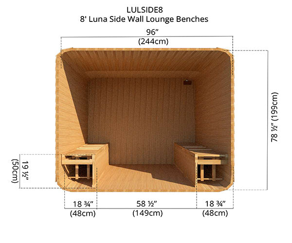 8'x8' (244x244cm) Luna Sauna - Clear Cedar