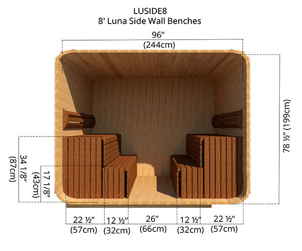 8'x8' (244x244cm) Luna Sauna - Clear Cedar