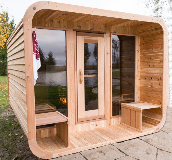 8'x8' (244x244cm) Luna Sauna with Porch- Knotty Cedar