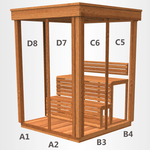 CU552 Outdoor Pure Cube Sauna - Knotty Red Cedar