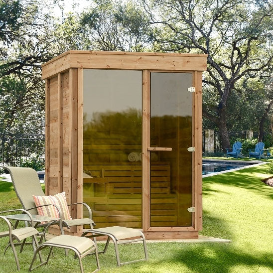 CU552 Outdoor Pure Cube Sauna - Knotty Red Cedar