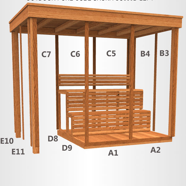 CU582D Outdoor Pure Cube Sauna - Knotty Red Cedar