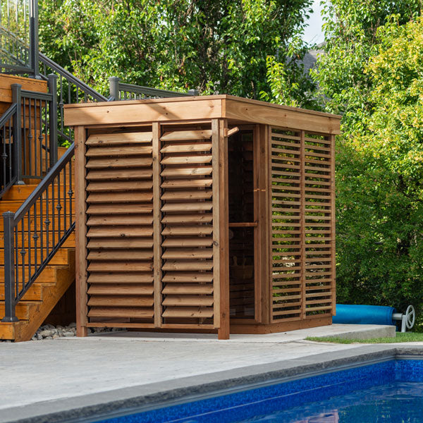 CU582D Outdoor Pure Cube Sauna - Knotty Red Cedar