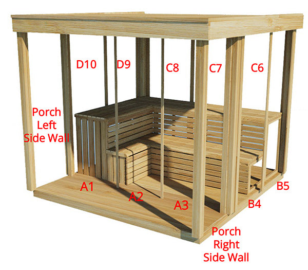 CU672P Outdoor Pure Cube Sauna with Porch - Knotty Red Cedar