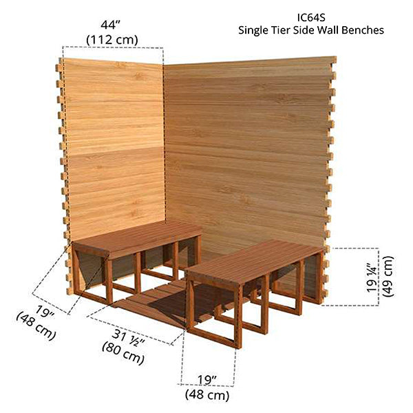 4'x6' (120x182cm) Indoor Cabin Sauna - Clear Red Cedar