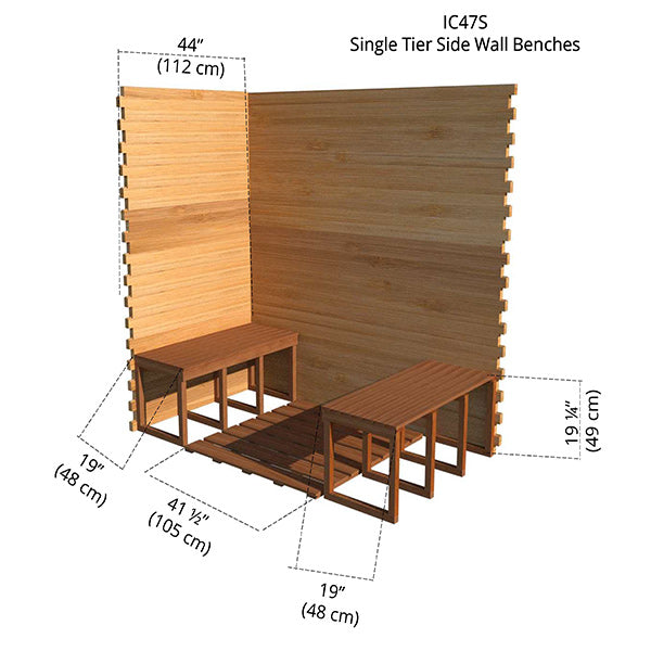 4'x7' (120x214cm) Indoor Cabin Sauna - Clear Red Cedar