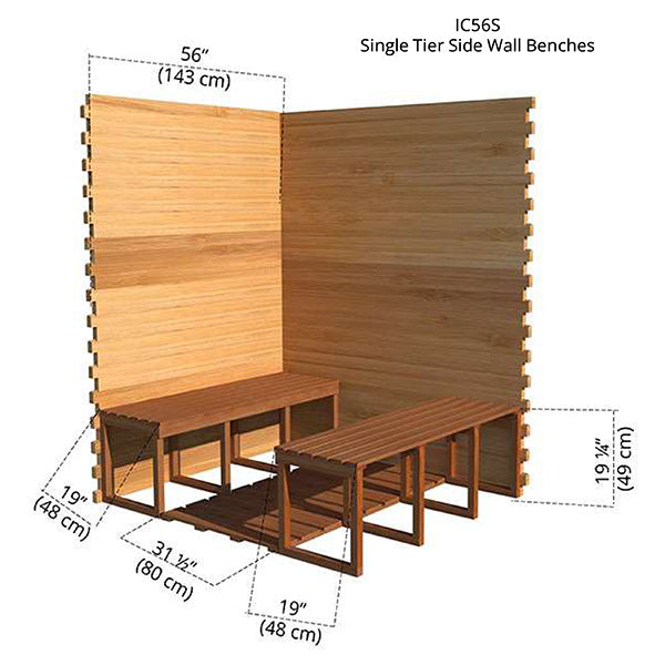 5'x6' (150x182cm) Indoor Cabin Sauna - Clear Red Cedar