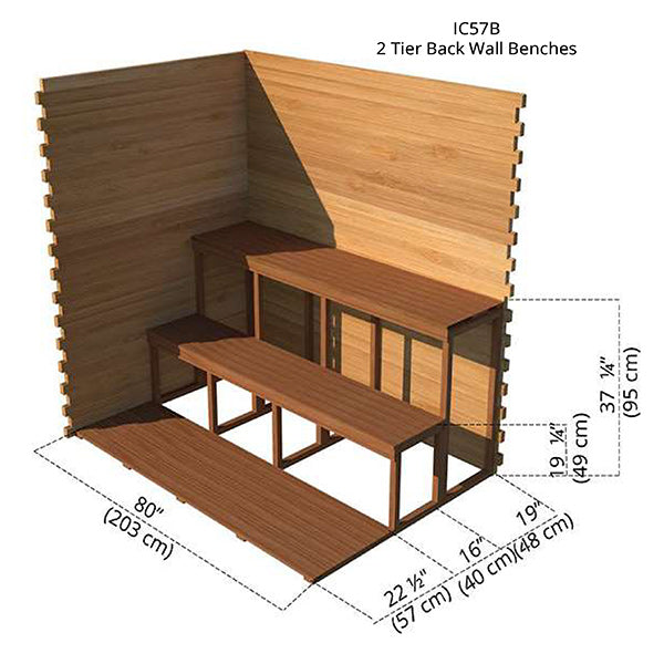 5'x7' (150x214cm) Indoor Cabin Sauna - Clear Red Cedar