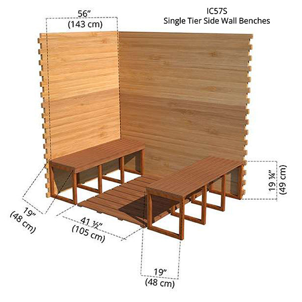 5'x7' (150x214cm) Indoor Cabin Sauna - Clear Red Cedar