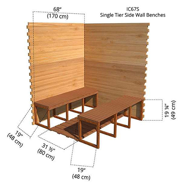 6'x7' (182x214cm) Indoor Cabin Sauna - Clear Red Cedar