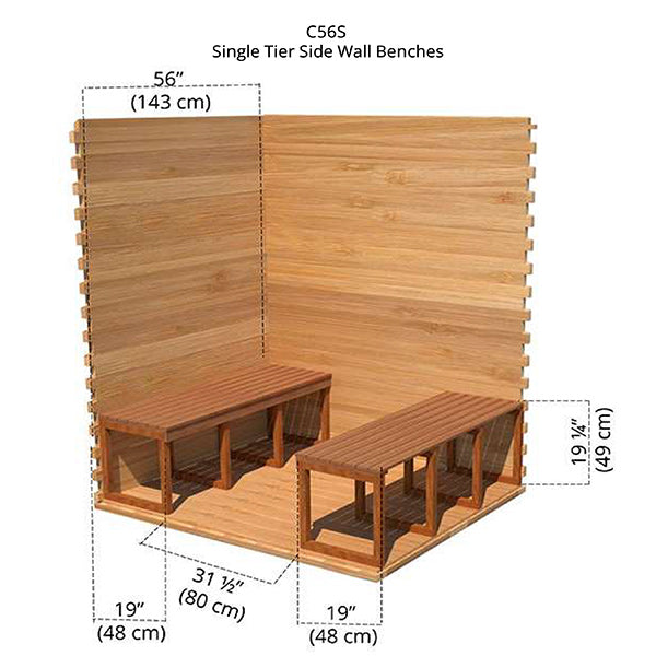 5'x6' (150x182cm) Outdoor Cabin Sauna - Clear Cedar