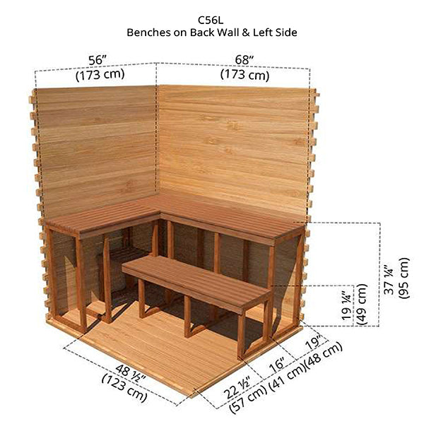 5'x6' (150x182cm) Outdoor Cabin Sauna - Knotty Cedar