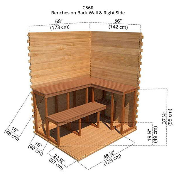 5'x6' (150x182cm) Outdoor Cabin Sauna - Knotty Cedar