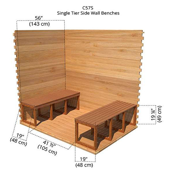 5'x7' (150x214cm) Outdoor Cabin Sauna - Clear Cedar