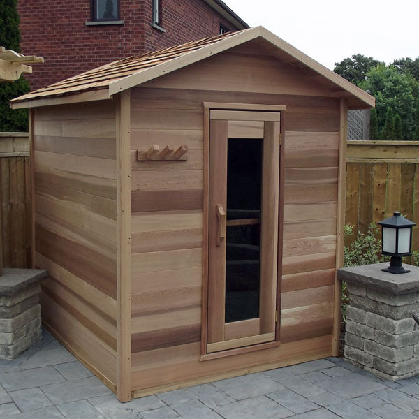 6'x6' (182x182cm) Outdoor Cabin Sauna -Clear Cedar