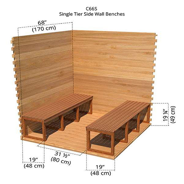 6'x6' (182x182cm) Outdoor Cabin Sauna - Knotty Cedar