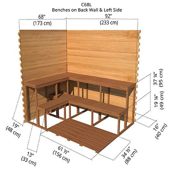 6'x8' (182x244cm) Outdoor Cabin Sauna - Knotty Cedar