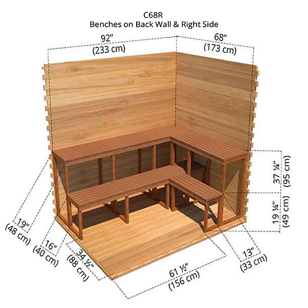 6'x8' (182x244cm) Outdoor Cabin Sauna - Knotty Cedar