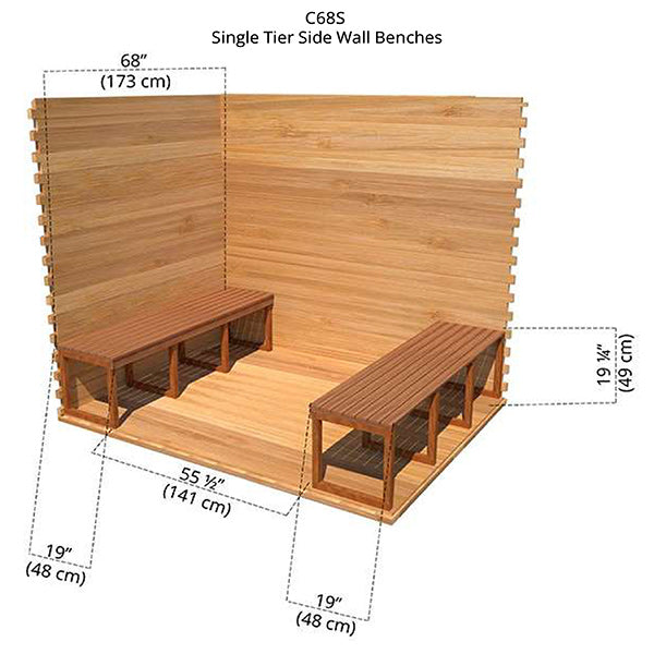 6'x8' (182x244cm) Outdoor Cabin Sauna - Knotty Cedar