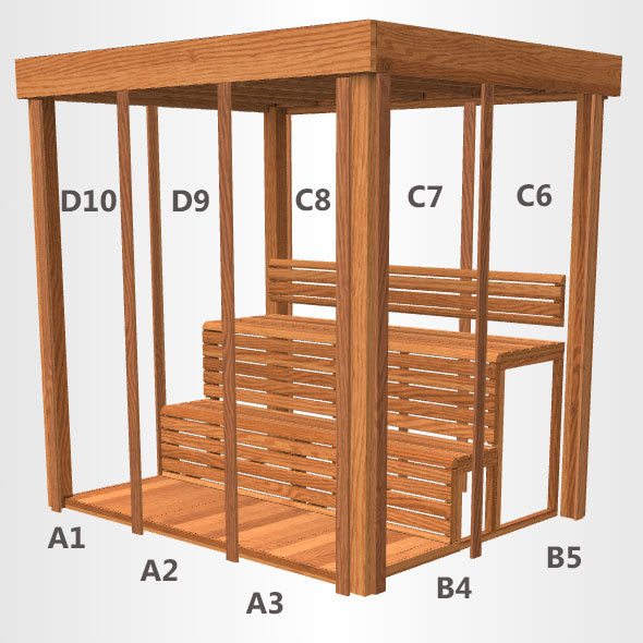 PU570 Indoor Pure Cube Sauna - Clear Red Cedar